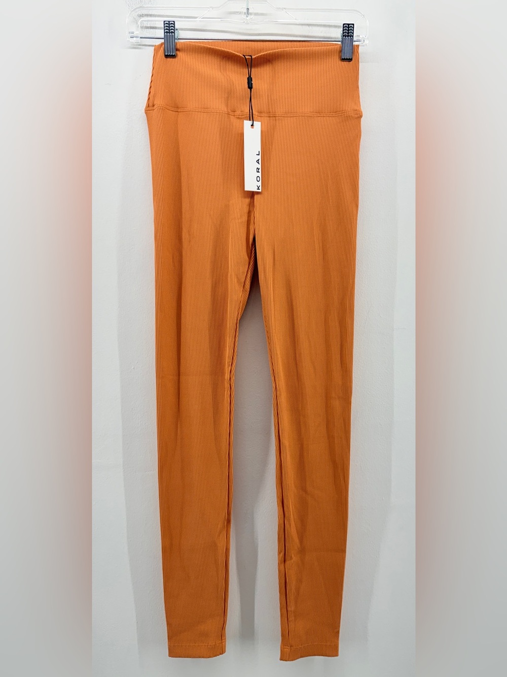 Koral Women's Ribbed High-Waist Joggers - Orange Size L NWT!